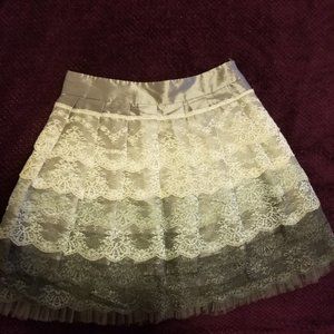 silver lace skirt